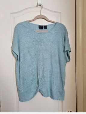 Light Blue Twist-Front Short Sleeve Top Sz XL